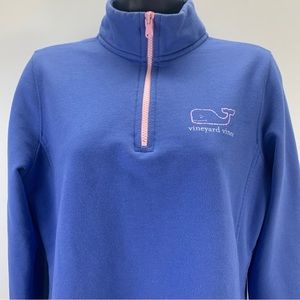 Vineyard Vines Womens Size Small 1/4 Zip Moch Neck Sweater Jacket Blue Whale